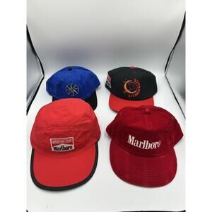 VTG Marlboro Hat Cap Lot of 4 inc Red Corduroy Adventure Time 5 Panel Compass
